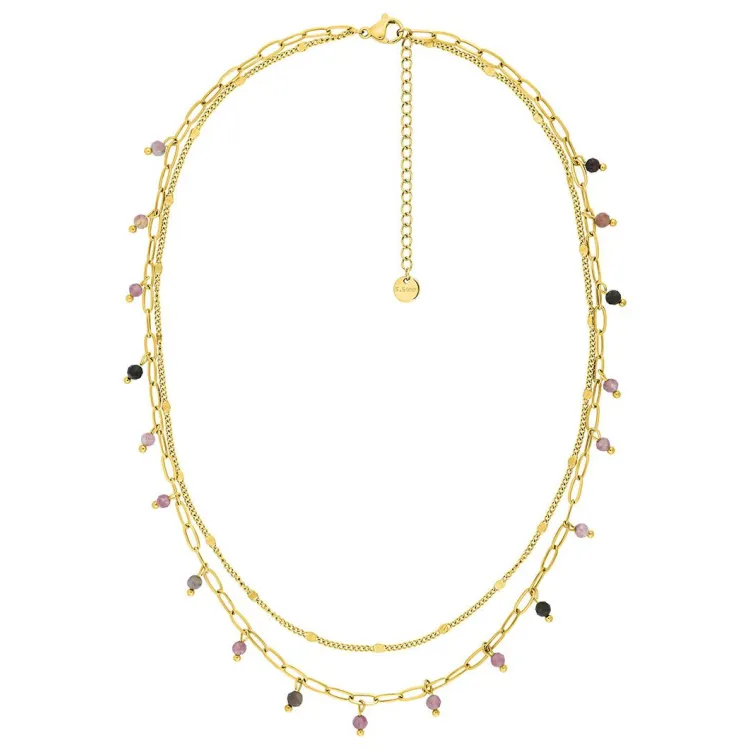 Collier tourmaline rose – Acier doré | Bijouly