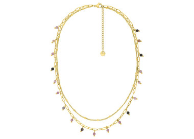 Collier tourmaline rose – Acier doré | Bijouly