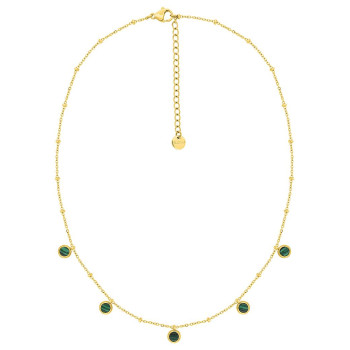 Collier malachite synthétique – Acier doré | Bijouly