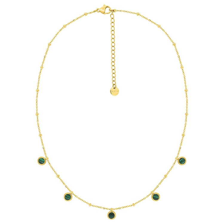 Collier malachite synthétique – Acier doré | Bijouly
