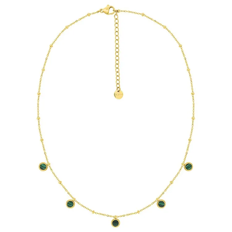 Collier malachite synthétique – Acier doré | Bijouly