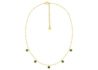Collier malachite synthétique – Acier doré | Bijouly