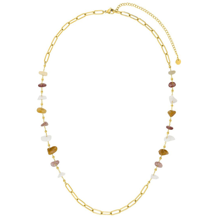 Collier jade synthétique – Acier doré | Bijouly