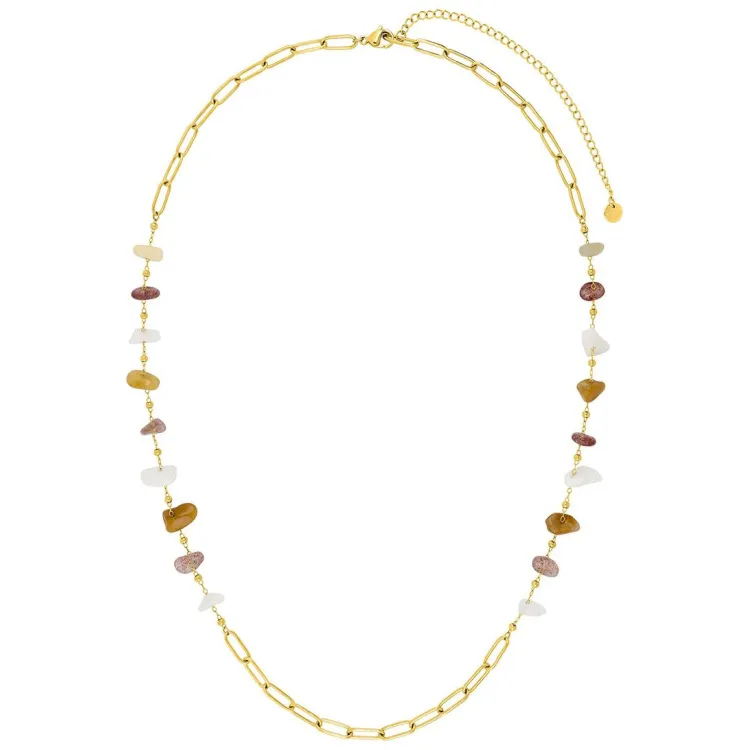 Collier jade synthétique – Acier doré | Bijouly