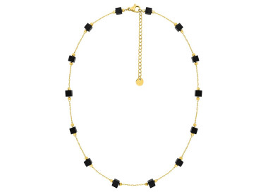 Collier agate noire et hématite – Acier doré | Bijouly