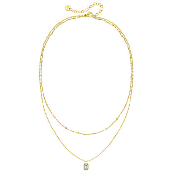 Collier verre blanc – Acier doré | Bijouly
