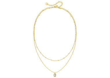 Collier verre blanc – Acier doré | Bijouly