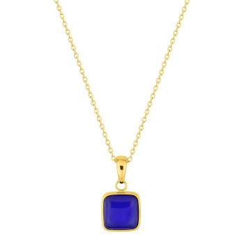 Collier agate bleue teintée – Acier doré | Bijouly