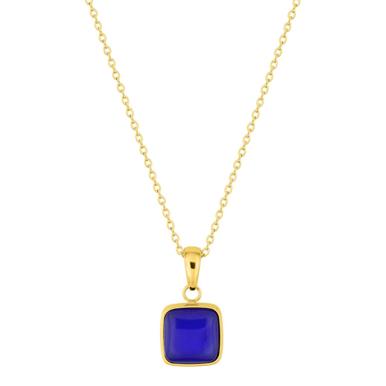 Collier agate bleue teintée – Acier doré | Bijouly