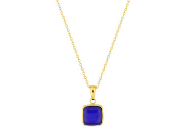 Collier agate bleue teintée – Acier doré | Bijouly
