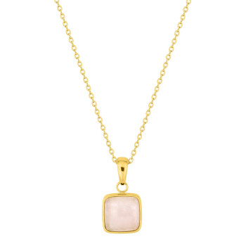 Collier quartz rose – Acier doré | Bijouly