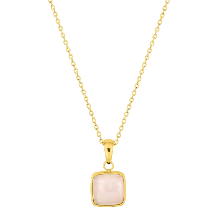 Collier quartz rose – Acier doré | Bijouly