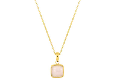 Collier quartz rose – Acier doré | Bijouly