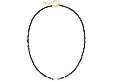 Collier verre noir teinté – Acier doré | Bijouly