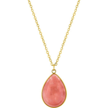 Collier jade rouge teinté – Acier doré | Bijouly