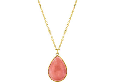 Collier jade rouge teinté – Acier doré | Bijouly