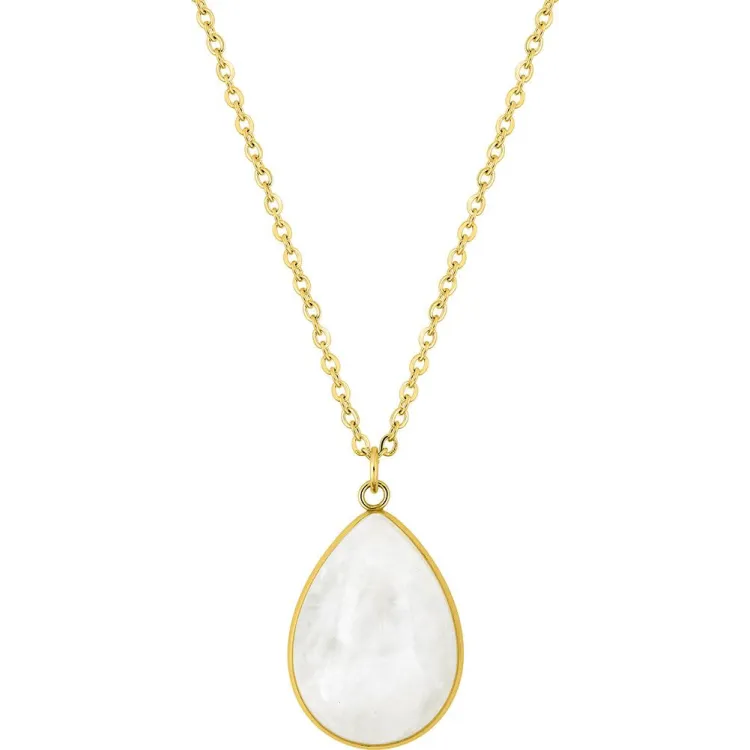 Collier jade blanc – Acier doré | Bijouly