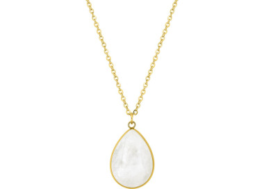 Collier jade blanc – Acier doré | Bijouly