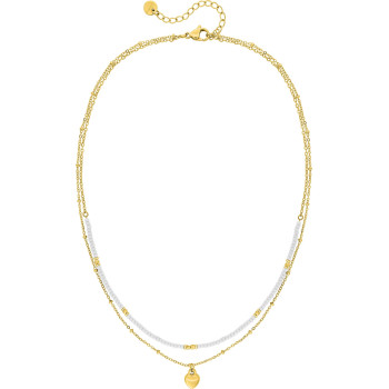 Collier verre blanc – Acier doré | Bijouly