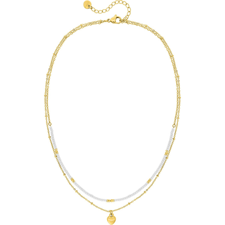 Collier verre blanc – Acier doré | Bijouly
