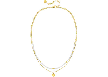 Collier verre blanc – Acier doré | Bijouly