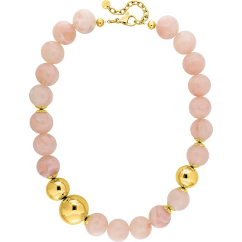 Collier acrylique rose – Acier doré | Bijouly