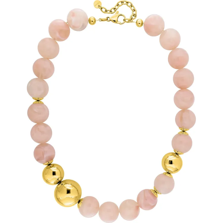 Collier acrylique rose – Acier doré | Bijouly