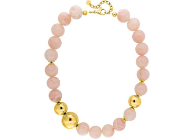 Collier acrylique rose – Acier doré | Bijouly