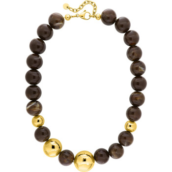 Collier acrylique marron – Acier doré | Bijouly