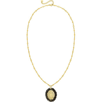 Collier cristal blanc et verre – Acier doré | Bijouly