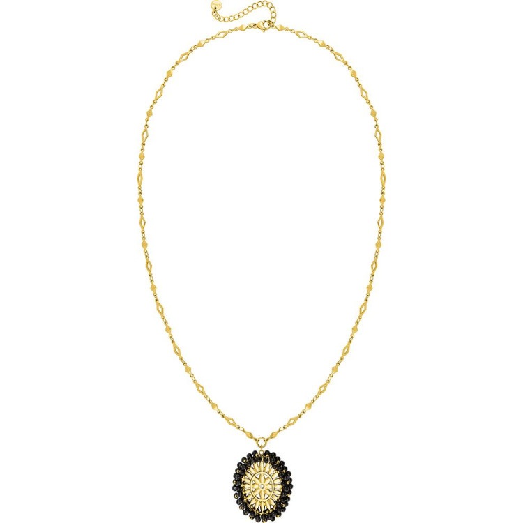 Collier cristal blanc et verre – Acier doré | Bijouly