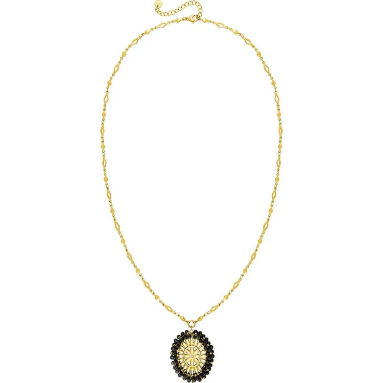 Collier cristal blanc et verre – Acier doré | Bijouly