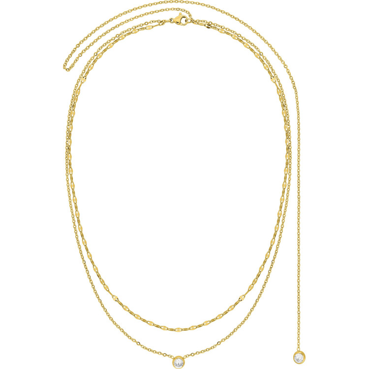 Collier de dos cristal – Acier doré (large) | Bijouly