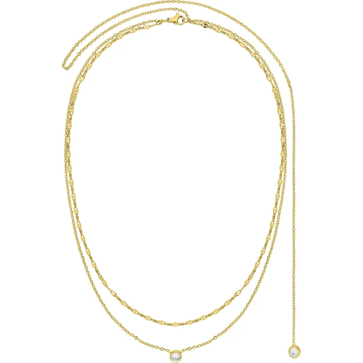 Collier de dos cristal – Acier doré (large) | Bijouly