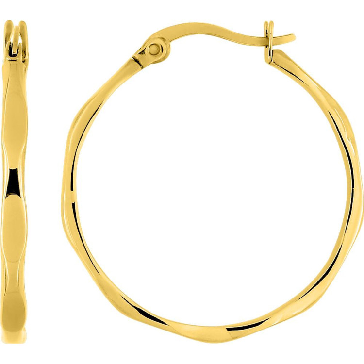Boucles d'oreilles créoles fines 30 mm – Acier doré | Bijouly