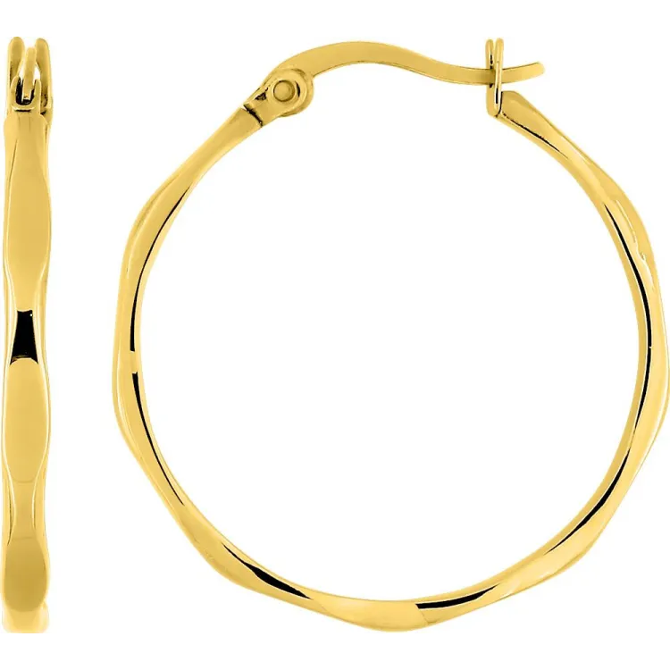 Boucles d'oreilles créoles fines 30 mm – Acier doré | Bijouly