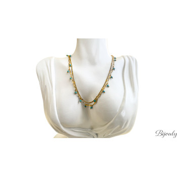 Collier turquoise synthétique – Acier doré | Bijouly
