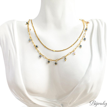 Collier tourmaline rose – Acier doré | Bijouly