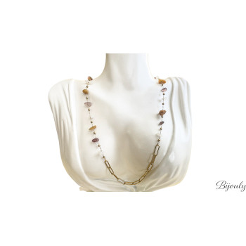 Collier jade synthétique – Acier doré | Bijouly