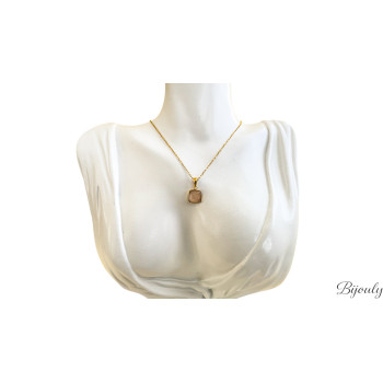 Collier quartz rose – Acier doré | Bijouly