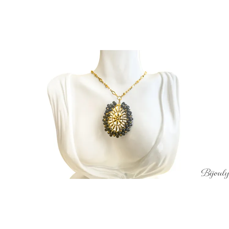 Collier cristal blanc et verre – Acier doré | Bijouly
