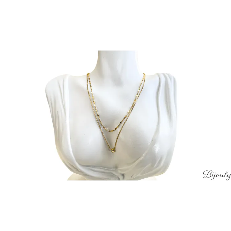 Collier de dos cristal – Acier doré (large) | Bijouly