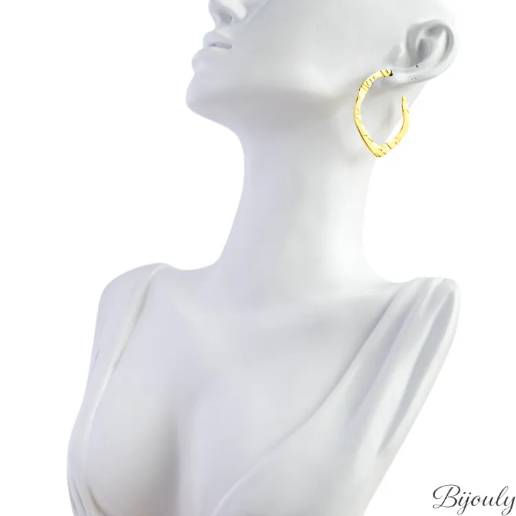 Boucles d'oreilles demi-créoles – Acier doré | Bijouly