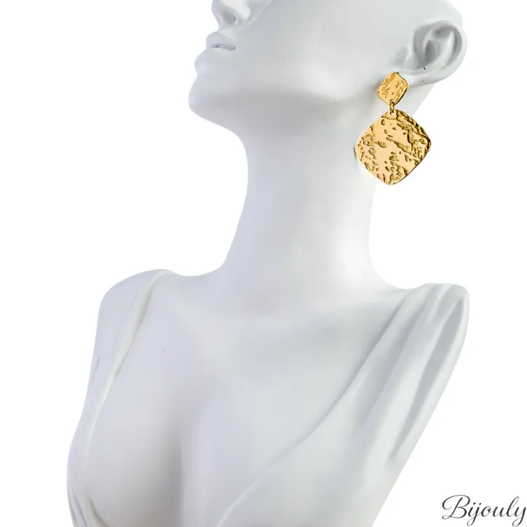 Boucles d'oreilles pendantes – Acier doré (grandes) | Bijouly