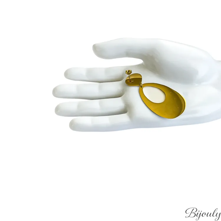 Boucles d'oreilles pendantes – Acier doré | Bijouly