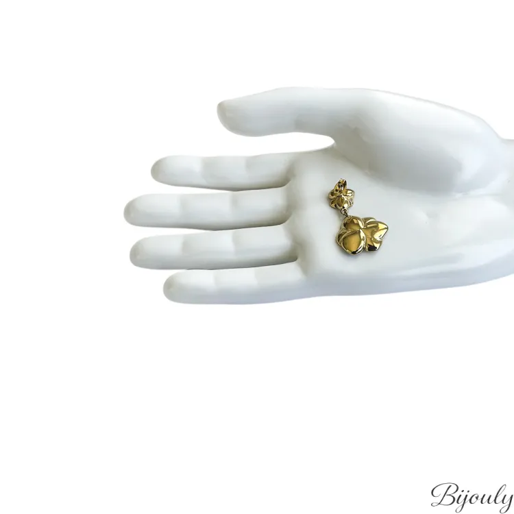 Boucles d'oreilles pendantes – Acier doré | Bijouly