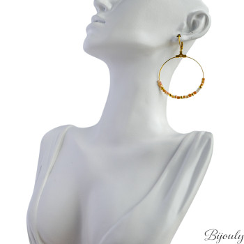 Boucles d'oreilles créoles cristal synthétique – Acier doré | Bijouly