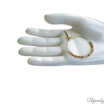 Boucles d'oreilles créoles cristal synthétique – Acier doré | Bijouly