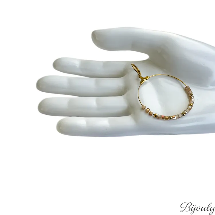 Boucles d'oreilles créoles cristal synthétique – Acier doré | Bijouly