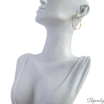 Boucles d'oreilles créoles verre blanc – Acier doré | Bijouly